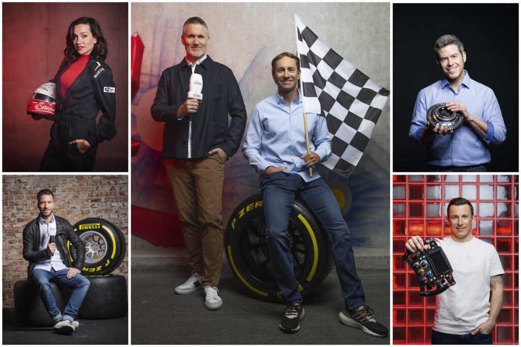 Andrea Schlager, Andreas Gröbl, Mathias Lauda, Philipp Brändle, Philipp Eng und Christian Klien im Einsatz bei den Formel-1-Rennen bei ServusTV: